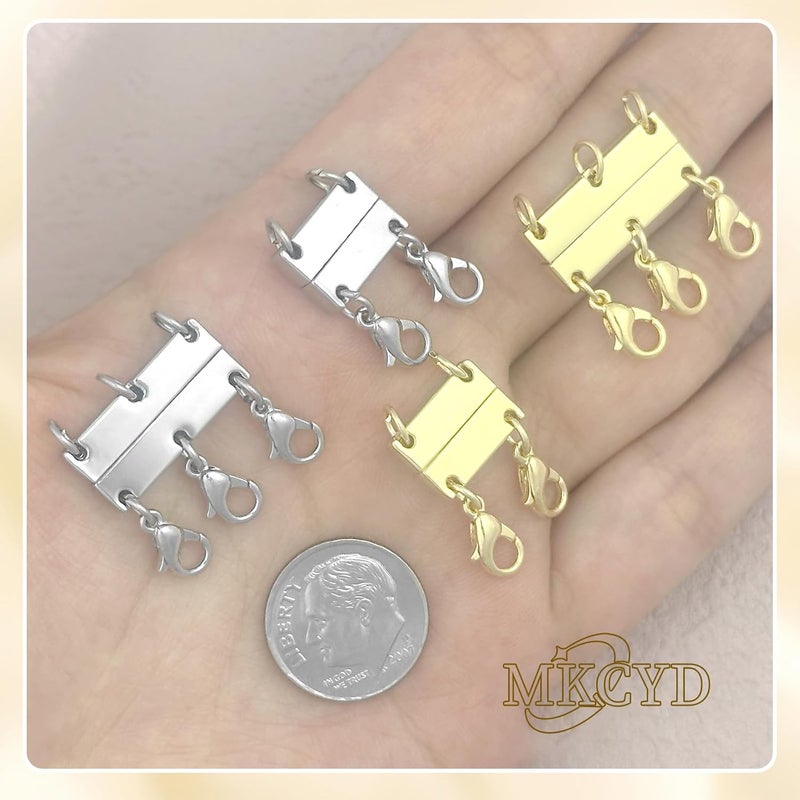 MKCYD Multi Necklace Layering Clasp Strong Magnetic Clasps, Gold and Silver Necklace Separator for Layering, Multiple Jewelry Closures for Layered Look - Image 3
